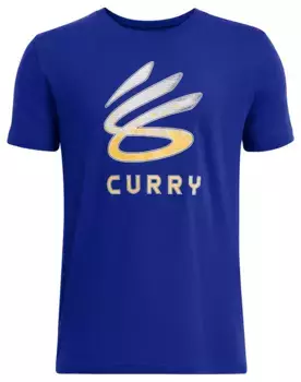 Футболка с логотипом карри для мальчиков Under Armour, цвет Royal/White