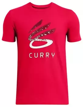 Футболка с логотипом карри для мальчиков Under Armour, красный/белый