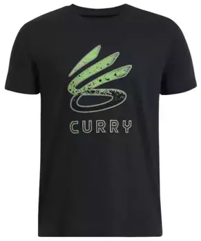 Футболка с логотипом карри для мальчиков Under Armour, цвет Black/Hyper Green