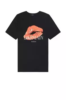 Футболка с логотипом Kiss Balmain, черный