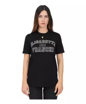 Футболка с логотипом колледжа Elisabetta Franchi, черный