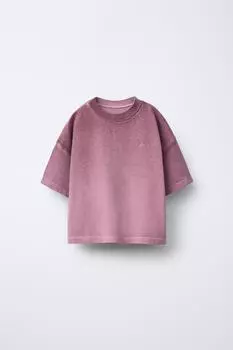 Футболка с логотипом "краска для одежды" ZARA, цвет Light maroon