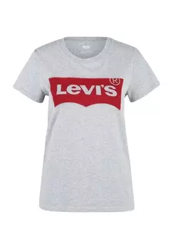 Футболка с логотипом, круглый вырез, повседневная, женская Levi's, цвет 86 Grau