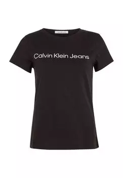 Футболка с логотипом, круглый вырез, женская Calvin Klein Jeans, цвет Beh Black