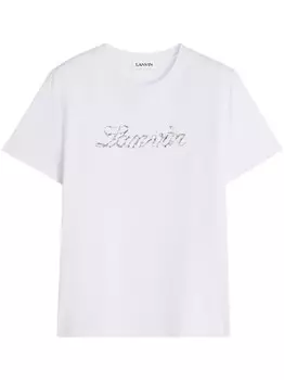 Футболка с логотипом Lanvin, расшитая пайетками, белый