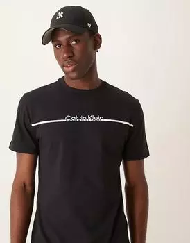 Футболка с логотипом line черного цвета Calvin Klein