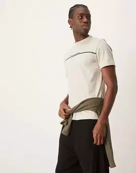 Футболка с логотипом line в цвете «кремовый» Calvin Klein