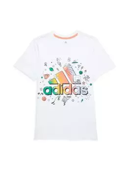 Футболка с логотипом Little Boy's & Boy's Adidas, цвет White Multi
