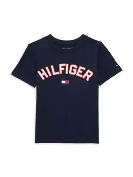 Футболка с логотипом Little Boy's Tommy Hilfiger, темно-синий