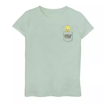 Футболка с логотипом Looney Tunes Tweety Bird и карманом для девочек 7–16 лет Licensed Character