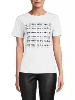 Футболка с логотипом Love From Paris Karl Lagerfeld Paris, белый