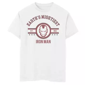 Футболка с логотипом Marvel Avengers Earth's Mightiest Iron Man для мальчиков 8–20 лет Marvel, белый
