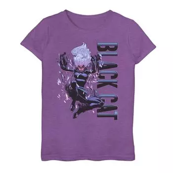 Футболка с логотипом Marvel Black Cat Jump для девочек 7–16 лет Licensed Character