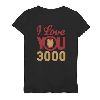 Футболка с логотипом Marvel I Love You 3000 для девочек 7–16 лет, значок Железного человека Licensed Character