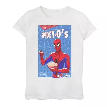 Футболка с логотипом «Marvel Spider-Man Spidey-O's Cereal Box» для девочек 7–16 лет Licensed Character, белый
