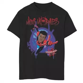 Футболка с логотипом Marvel Spiderverse Miles Morales для мальчиков 8–20 лет Marvel, черный
