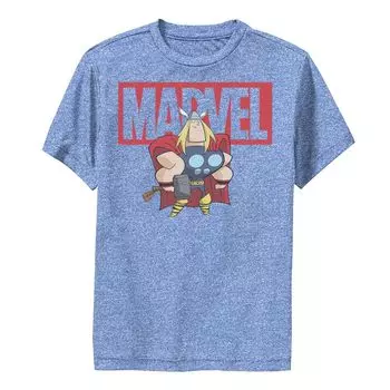 Футболка с логотипом Marvel Thor Chibi и изображением улыбки и спокойной позиции для мальчиков 8–20 лет Marvel