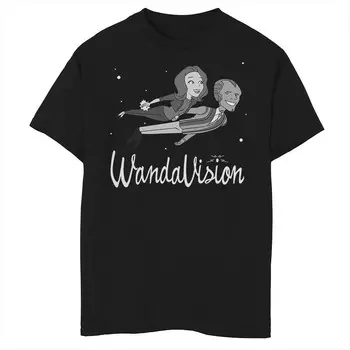 Футболка с логотипом Marvel Wandavision Flying Stars для мальчиков 8–20 лет, черный