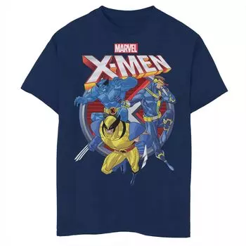 Футболка с логотипом Marvel X-Men Action Group Shot для мальчиков 8–20 лет Licensed Character, синий