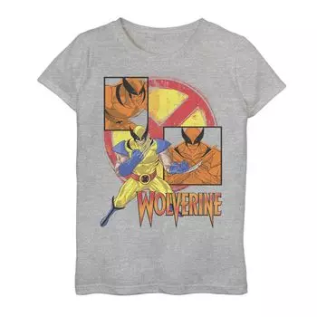 Футболка с логотипом Marvel X-Men Wolverine и коллажем для девочек 7–16 лет Marvel