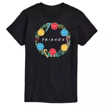 Футболка с логотипом Men'S Friends и графическим венком Licensed Character, черный