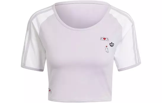 Футболка с логотипом Mickey Mouse Co-brand, женская, серебристая Adidas Originals