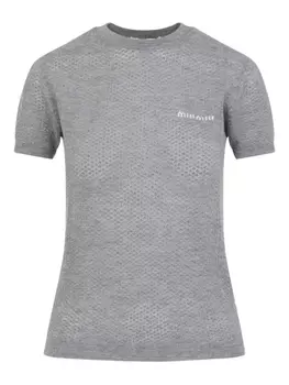 Футболка с логотипом Miu Miu-интарсия, серый