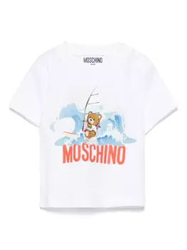 Футболка с логотипом Moschino Kids, белый