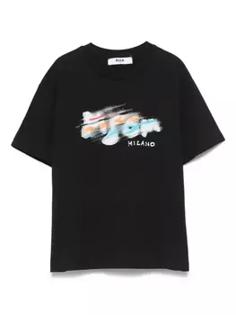 Футболка с логотипом MSGM Kids, черный