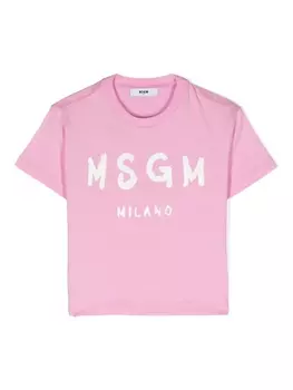 Футболка с логотипом MSGM Kids, розовый