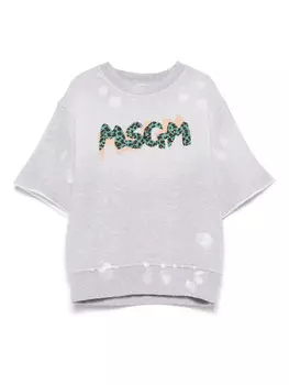 Футболка с логотипом MSGM Kids, серый