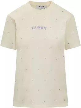Футболка с логотипом MSGM, нейтральный цвет