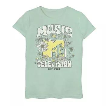 Футболка с логотипом MTV Hippie Nature для девочек 7–16 лет Licensed Character, цвет Mint
