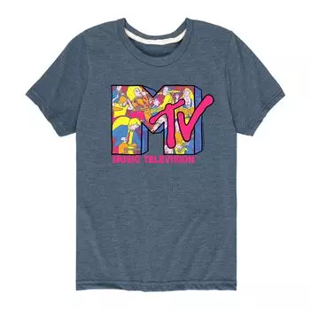 Футболка с логотипом MTV Illustrated Rock для мальчиков 8–20 лет Licensed Character, синий
