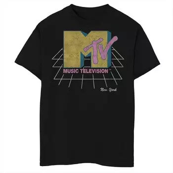 Футболка с логотипом MTV Music Television Grid для мальчиков 8–20 лет Licensed Character, черный
