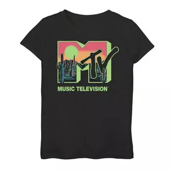 Футболка с логотипом MTV Neon Desert Scene и графическим рисунком для девочек Licensed Character