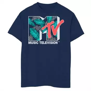 Футболка с логотипом MTV тропического неона и бирюзовых листьев для мальчиков 8–20 лет Licensed Character