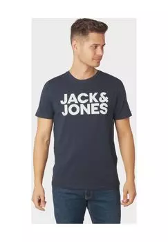 Футболка с логотипом, мужская Jack & Jones, темно-синий