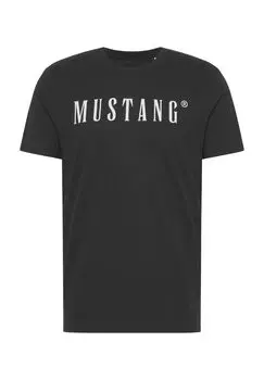 Футболка с логотипом, мужская MUSTANG, черный