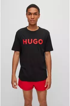 Футболка с логотипом на большой груди Hugo, черный