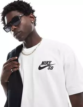 Футболка с логотипом на груди белого цвета Nike SB