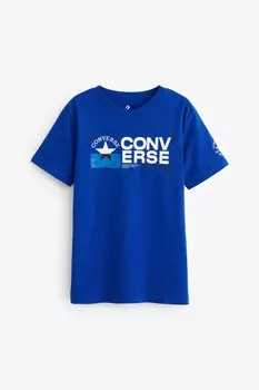 Футболка с логотипом на груди Converse, синий