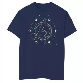 Футболка с логотипом на груди и логотипом Marvel Avengers Moon Phase для мальчиков 8–20 лет Marvel