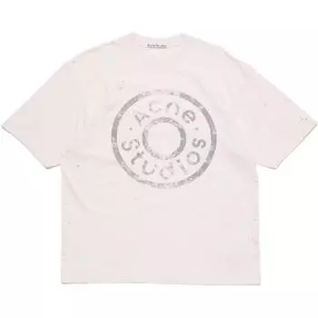 Футболка с логотипом на пуговицах Acne Studios, светло-розовый