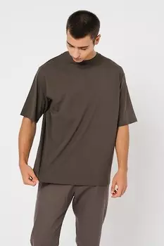 Футболка с логотипом на спине и овальным вырезом горловины ARMANI EXCHANGE, белый, тёмный хаки
