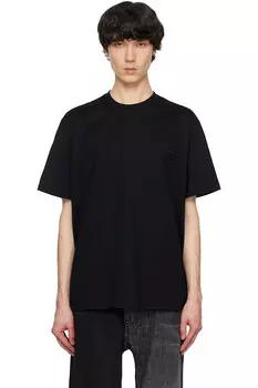 Футболка с логотипом на спине из перламутра Wooyoungmi, черный