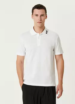 Футболка с логотипом на воротнике-поло Versace, белый