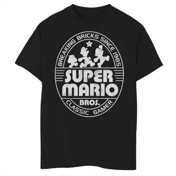Футболка с логотипом Nintendo Super Mario Brick Break 85 Tie Dye для мальчиков 8–20 лет Licensed Character, черный