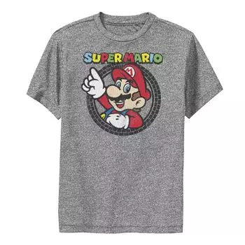 Футболка с логотипом Nintendo Super Mario Tire Mark Circle Crest для мальчиков 8–20 лет Licensed Character