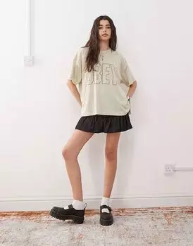 Футболка с логотипом Obey Johnson бежевого цвета